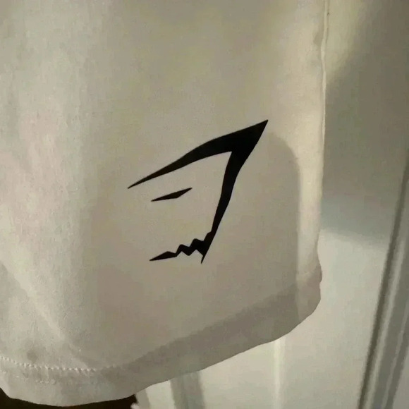 Gym shark men’s white short stretch waist drawstring & pockets sz large - Picture 2 of 8